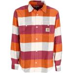 Pomarańczowe Koszule w kratę męskie z długimi rękawami w kratkę w stylu casual marki Carhartt WIP w rozmiarze XL 