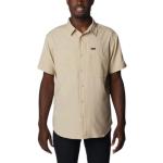 Beżowe Eko Koszule z krótkim rękawem męskie z krótkimi rękawami eleganckie marki Columbia w rozmiarze L 