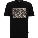 Czarne Koszulki z nadrukiem męskie z krótkimi rękawami z dżerseju marki HUGO BOSS BOSS w rozmiarze M 