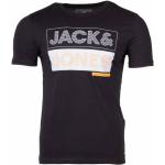 Czarne Koszulki męskie z krótkimi rękawami gładkie na wiosnę marki Jack & Jones 