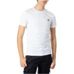 Białe Koszulki z nadrukiem męskie z krótkimi rękawami dżinsowe na wiosnę marki Calvin Klein Jeans w rozmiarze XS 