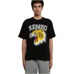 Czarne Koszulki oversize męskie z motywem tygrysów z krótkimi rękawami z motywem marki KENZO Tiger w rozmiarze L 