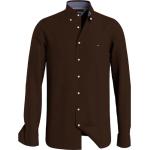 Brązowe Koszule eleganckie męskie w stylu casual sztruksowe marki Tommy Hilfiger w rozmiarze M 