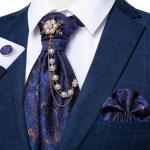 Niebieskie Krawaty męskie do prania ręcznego Paisley w stylu casual dla gości weselnych 