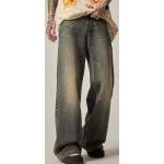 Szare Zniszczone jeansy męskie sprane luźne dżinsowe 