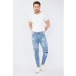 Błękitne Elastyczne jeansy męskie Skinny fit dżinsowe 