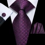 Ciemnofioletowe Krawaty męskie do prania ręcznego gładkie w stylu biznesowym satynowe dla gości weselnych 
