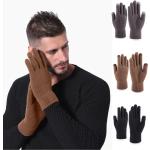 Brązowe Rękawiczki do ekranów dotykowych męskie z poliestru 