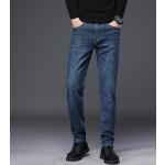 Niebieskie Elastyczne jeansy męskie do prania ręcznego sprane w stylu biznesowym dżinsowe na wiosnę 