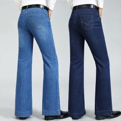 Męskie, luźne dżinsy z szerokimi nogawkami Rozkloszowane spodnie dżinsowe Rozkloszowane spodnie dżinsowe ze średnią talią