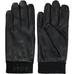 Czarne Rękawiczki do ekranów dotykowych męskie eleganckie flanelowe marki HUGO BOSS BOSS w rozmiarze 8 