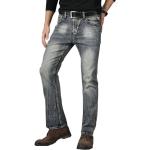 Błękitne Zniszczone jeansy męskie do prania ręcznego znoszone w stylu retro dżinsowe 