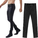 Czarne  Spodnie biodrówki męskie w stylu casual ze skóry syntetycznej na imprezę w rozmiarze XL 