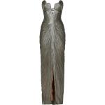 Srebrne Sukienki wieczorowe damskie metaliczne jedwabne maxi w rozmiarze XS 