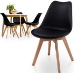 Przecenione Czarne Krzesła do jadalni - 4 sztuki w stylu skandynawskim bukowe 