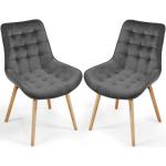 Przecenione Ciemnoszare Krzesła do jadalni tapicerowane pikowane - 2 sztuki w stylu skandynawskim bukowe 