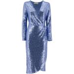 Niebieskie Sukienki midi damskie z cekinami z dekoltem w serek marki Ermanno Scervino w rozmiarze L 
