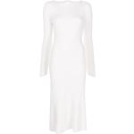 Białe Sukienki rozkloszowane damskie z długimi rękawami w paski z okrągłym dekoltem marki Victoria Beckham w rozmiarze M 