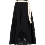 Czarne Spódnice midi damskie z motywem kwiatów płócienne marki KAOS w rozmiarze XS 