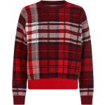 Czerwone Swetry damskie w kratkę eleganckie marki Tommy Hilfiger w rozmiarze L 