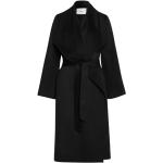Czarne Płaszcze z paskiem damskie eleganckie wełniane w rozmiarze XL 