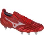 Czerwone Buty piłkarskie gładkie z gładkiej skóry marki Mizuno Morelia 