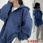 Szare Bluzy z kieszeniami damskie do prania ręcznego z długimi rękawami gładkie z kolekcji plus size na jesień w rozmiarze XL 