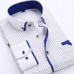 Niebieskie Koszule z długim rękawem męskie do prania ręcznego z długimi rękawami w stylu casual bawełniane w rozmiarze XL 