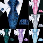 Fioletowe Krawaty męskie Paisley eleganckie na Święta 