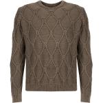 Brązowe Swetry z okrągłym dekoltem męskie plecione eleganckie marki Guess w rozmiarze XL 