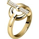 Złote pierścionki przezroczyste eleganckie stalowe marki Morellato w rozmiarze 14 