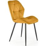 Musztardowe Krzesła do jadalni tapicerowane pikowane w nowoczesnym stylu aksamitne marki ELIOR 