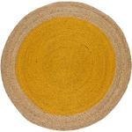 Żółte Dywany okrągłe o średnicy 90 cm w paski z juty marki Universal 