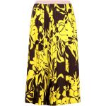 Żółte Spódnice midi damskie z motywem kwiatów w rozmiarze XL 