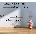 Czarne Naklejki na ścianę z motywem ptaków gładkie w nowoczesnym stylu 