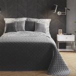 Ciemnoszare Narzuty na łóżko pikowane w nowoczesnym stylu z poliestru w rozmiarze 170x210 