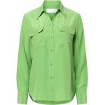 Neonowe zielone Bluzki z kołnierzykiem damskie marki EQUIPMENT w rozmiarze L 