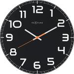 Czarne Zegary ścienne okrągłe o średnicy 30 cm eleganckie szklane marki Nextime 
