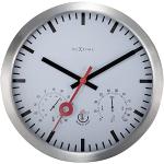 Srebrne Zegary ścienne okrągłe o średnicy 35 cm aluminiowe marki Nextime 