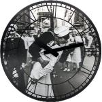 Czarne Zegary ścienne retro o średnicy 39 cm z motywem w stylu retro z tworzywa sztucznego marki Nextime 