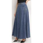 Przecenione Niebieskie Spódnice rozkloszowane damskie dżinsowe maxi w rozmiarze L 