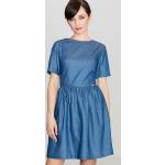 Niebieskie Sukienki z krótkim rękawem damskie z krótkimi rękawami bawełniane marki Katrus w rozmiarze XL 