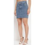 Przecenione Niebieskie Mini spódniczki damskie dżinsowe mini w rozmiarze L 