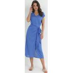 Przecenione Niebieskie Sukienki z krótkim rękawem damskie z krótkimi rękawami w rozmiarze L 