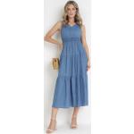 Przecenione Niebieskie Sukienki rozkloszowane damskie maxi w rozmiarze XL 