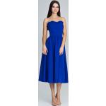 Niebieskie Sukienki wieczorowe damskie z falbankami z wiskozy marki Figl w rozmiarze XL 