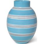 Niebieskie Wazony ceramiczne w paski z połyskiem ceramiczne o wysokości 30 cm 
