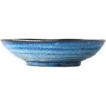 Przecenione Niebieskie Talerze głębokie o średnicy 21 cm ceramiczne japońskie 