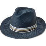 Ciemnogranatowe Letnie kapelusze męskie w paski słomiane marki Fawler 
