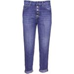 Niebieskie Zniszczone jeansy damskie z kamieniami dżinsowe marki DONDUP 